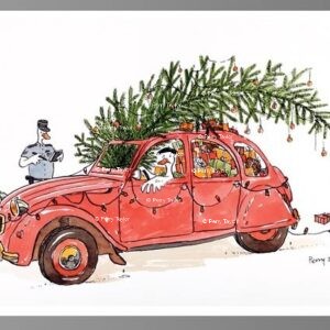 Red 2CV Christmas duck